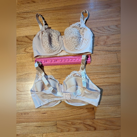 Set of 2 Beige 40E Lace Bras Underwire Full Cup Bra Women's Plus Size - Picture 4 of 11